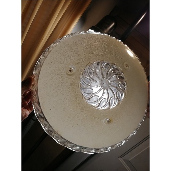Vintage Art Deco Glass Semi flush bowl CeilingLamp Shade12" across